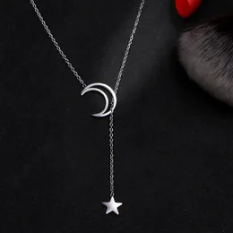 Gold Color Titanium Steel Star Moon Necklaces & Pendants Fashion Statement Necklace Women Silver Neclace Colar Jewellery Chains3092