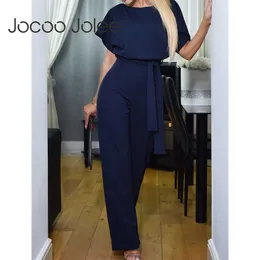 Women Fashion Summer Elegant Short Sleeve O Neck Wide Leg Jumpsuits Casual Sashes Chiffon Jumpsuit Overalls Casual Rompers 210619