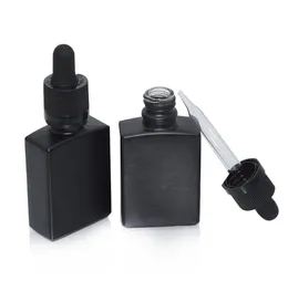 30ml Black Frosted Glass Liquid Reagent Dropper Bottles Square Essential Oil Perfume Bottle Smoke oils e liquids Vials SN441