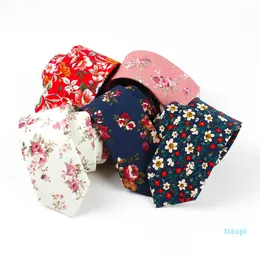 Mäns Skinny Tie Floral Print Bomull Slips, Brudgum, Groomsmen, Danser Män Killar i olika färger