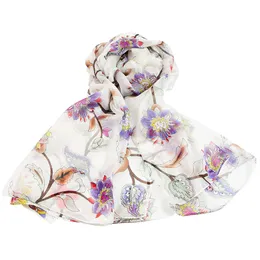 100% Pure Scarf Female Flower Shawl 's Natural Silk Chiffon Pashmina Long Wrap Luxury Gift for Women