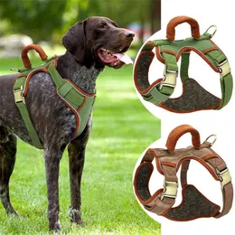 Justerbar reflekterande hund sele med handtag Pet Big Dog Walking Training Bröstband Väst för Medium Large Dog Pitbull Bulldog 210729