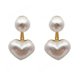 Simulerad Pearl Earring Heart Shape Pearls Pendant Örhängen Lady Style Dangle Earring Party Smycken för kvinnor