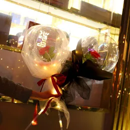 パーティーの装飾の発光のバルーンの透明なバラのクリスマスの飾り幸せな年の結婚式の誕生日の供給Bobo Ball Bouquet
