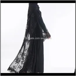 Entrega de vestuário de roupas étnicas 2021 lantejoulas de luxo dubai mulheres muçulmanas abayas (sem hijab sem vestido interno) Cardigan maxi vestido quimono