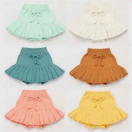 여름 키즈 아기 소녀 드레스 S Pleated Skirt 순수한 컬러 팬츠 니트 1-7yrs 210521