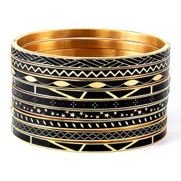 Fashion Enamel Bracelet & Bangles Stainless Steel Geometry Design Gold Bangle for Women Love Wedding Bijoux Femme Q0719