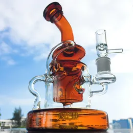 Colorful Water Pipes Heavy Base Glass Bongs Showerhead perc 9 Inch Oil Dab Rigs 14mm Female Joint 4cm Thick BongTornado Recycler Hookahs With Bowl WP308