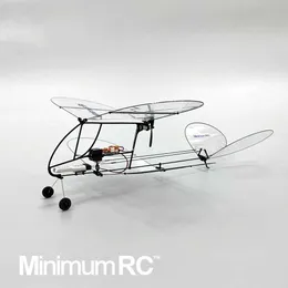 Minimumrc camarão v2 biplano Ultra-light aeronave de fibra de carbono controle remoto planador interno de asa fixa de três vias Aeronaves 211026