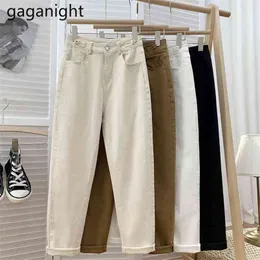 Moda coreana alta cintura solta solta calças harem zipper mulheres plus tamanho carga calça bolsos escritório senhora primavera outono 210601