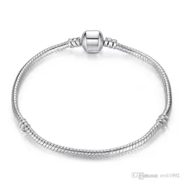 1pcs Drop Shipping Silver Plated Bracelets Women Snake Chain Charm Beads for Beads Bangle Bracelet Children Gift B0018075008