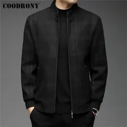 Coodrony Brand Höst Vinter Ankomst Jacka Män Kläder Business Casual Stand Collar Zipper Coat Tjock varm överrock C8133 220301