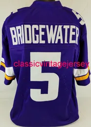 Mężczyźni Kobiety Młodzież Teddy Bridgewater Custom Sewn Purple Football Jersey