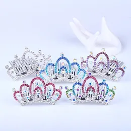 Kotki do włosów Dzieci Akcesoria Shining Gem Rhinestone Crown Headband Cartoon Baby Girls Princess Kids Tiaras M3465