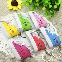 100pcs/Lot Mini I LOVE YOU Sneaker keychains Sport s Keyring Doll Key Ring Cute Gifts Shoe Keychain For Lover