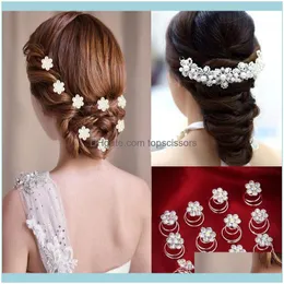 Werkzeuge ProdukteMode Kopfschmuck Haarzubehör Hochzeit Brautnadeln Twists Spiralspulen Clips für Frauen Blumenkristall Haarnadeln1 Tropfen Lieferung