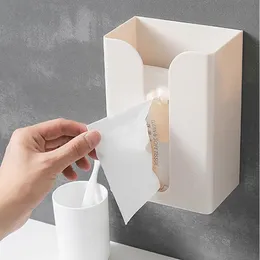 Tissue Boxes & Napkins Self-Adhesive Facial Box Wall-Mounted Baby Wipes Paper Storage Kitchen Bathroom Napkin Towel Holder Dispenser Case