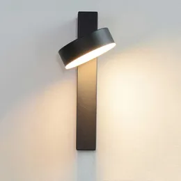 LED Lampa ścienna z przełącznikiem 7 W / 9W Nordic Nowoczesny Ściana Światła Sypialnia Salon Aisle Studium Kinkiety Czarno-białe 210724