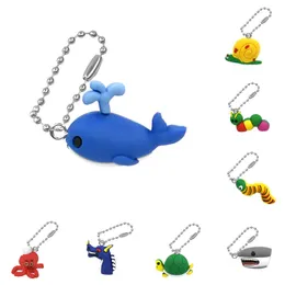 1Pcs Pvc 3D Ball Chain Cute Animals Cartoon Key Ring Girls Bag Pendant Fashion Charm Trinket Accessories