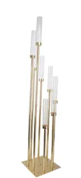 2021 Wedding table candelabra 8 pieces stands high end gold finish luxury wedding
