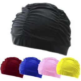 New Women Swimming Cap Girl Long Hair Bathing Swimming Caps Hat Stretch Drape Swim Pool Seaside Water Sport Elastic Nylon Turban 1233 Z2