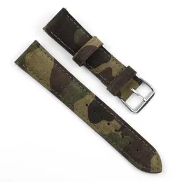 Camouflage Suede Leather Watch Strap Band 18mm 20mm 22mm 24mm Watchband för Watch Tillbehör Armband H0915