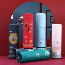 Chinese Style Thermo Bottle Cup Smart Temperature Display Potable Heat Hold Vacuum Flask For Thermos Mug Cups 500ML 210913