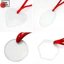 Sublimation Blanks Glass Pendant Christmas Ornaments 3.5inch Single Side Thermal Transfer Festival Decore Customized Diy Pendants 50pcs FREE DHL FY4936 mok1