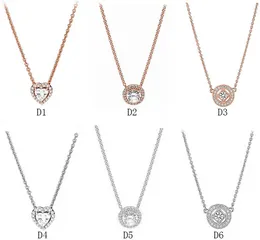 Biżuteria 925 Naszyjnik Srebrny Serca Wisiorek Fit Pandora Para Naszyjnik Rose Gold Classic Elegancki Miłość Naszyjniki Europejskiej Styl Charms Koralik Murano