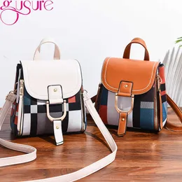 Gusure Mini Backpack Women Fashion PU Leather Shoulder Bag For Teenage Girls Multi-Function Small Backpacks Female Phone Pocke Y0804