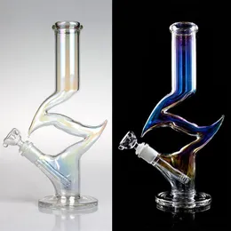 13 inç Yaklaşık Nargile Karanlıkta Glow Lumious Cam Bongs Downstem Bisbler Dab Rigs Sigara Su Boruları 14.4 mm Kase