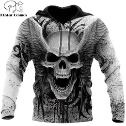 Crazy Skull With Angel Wings 3D All Over Printed Unisex Deluxe Hoodie Män Sweatshirt Zip Pullover Casual Jacket Tracksuit Dw0280 210813