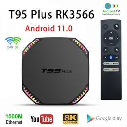 128G T95 Plus Smart TV BOX Android 11 2.4G/5G Wifi RK3566 Quad Core 1000M 8K 8GB 64GB 4K Media Player Google Vioce Set Top Box