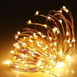 LED Lights String 1m 2m 3m Koppar Silver Trådljus Batteri Fairy Light för jul Halloween Hem Bröllopsfest dekoration GGB2385