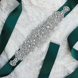 Cintura da sposa Design Cinture verdi fresche per la sposa Cintura da sposa in cristallo e strass Abiti da abito Accessorio per cintura