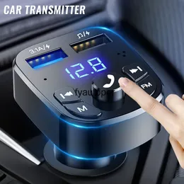 Bluetooth Versão 5.0 FM Transmissor Car Leitor Kit D Carregador Rápido com QC3.0 Dual Voltímetro USB AUX In / Out DC 12 / 24V