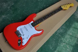 Czerwona body gitara elektryczna z białym pickguard, pickups SSS, Rosewood Fretboard, chrom sprzętu, zapewniają dostosowane usługi