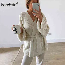 Forefair V Collo a V Maglia Oversized Manica Lunga Donne Cardigan Autunno Inverno Casual Donne Cardigans Cardigans Maglioni 211117