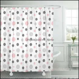 Shower Curtains Bathroom Accessories Bath Home & Garden Geometric Gray White Modern Polka Dot Pattern Retro Curtain Waterproof Polyester Fab