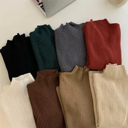 Aossviao Chic Höst Vintertröja Pullovers Kvinnor Långärmad Casual Turtleneck Varm Basic Sweater Knit Jumpers Topp 211221