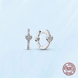 925 Sterling Pave Heart Moon Stars Beaded Hoop Örhängen för Kvinnor Silver Earring Smycken Gift