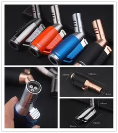 Metal Jet Torch Cigar Lighter 3 Flame Nozzle Adjustable Gas Butane Refillable Cigarette Windproof Lighters with Gift Box