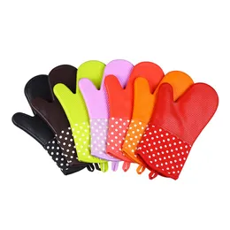 Thickening Oven Mitts 300C Degree Heat Resistant Microwave Oven Silicone Gloves Non-slip Baking Grilling Glove Kitchen Cooking Tools Bakeware ZL0014