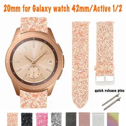 Samsung Galaxy İzle 42mm Akıllı İzle Kayış Deri Bant Galaxy İzle için Aktif 2 Bling Yedek Glitter Watchband Bilezik H0915