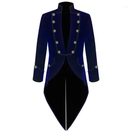 Męskie Garnitury Blazers Męska Hurtownie - Made Made Fashion Velvet Bule Swallow Tailled Coat Men Formal Party Prom Najnowszy garnitur 202