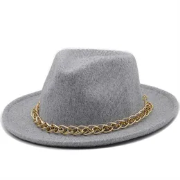 Cappello fedora per donna Uomo Fedora Bulk Uomo Donna Cappelli di feltro con catena Donna Uomo Panama Cap Donna Uomo Vintage Jazz Top Caps Autunno Autunno Inverno Natale all'ingrosso