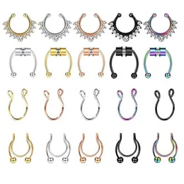 Set med 20st Septum Nose Ring Hoop Stainless Steel Body Piercing Smycken för Kvinnor Flickor