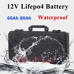 Waterproof lifepo4 12v 60ah 80ah lithium battery pack with BMS for electric tricycle power boat inverter battery+10A Charger