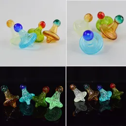 Od 35mm tampão de vidro luminoso tampas luminosas brilhos nos carboidratos escuros com fluxo de ar girador chapéu Natal bruxa mágica bonés Bubbler Bong Acessórios