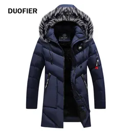 Vinter Parkas Män Long Outwear Coat Mens Vinter Jacka Bomullerad Puffer Jacka Mode Utomhus Coat Varm Fur Collar 210603